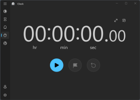 Uma captura de tela do aplicativo Alarmes e Relógios no modo escuro