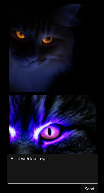 Uma captura de tela do aplicativo de demonstração de geração de imagem WinUI.