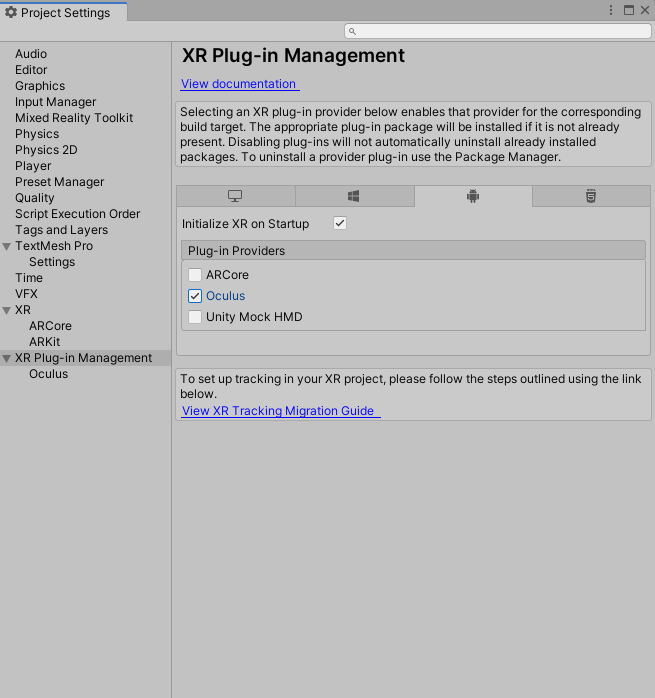 Fornecedor de Plug-in Oculus