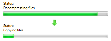 captura de tela da barra de progresso que foi reiniciada 