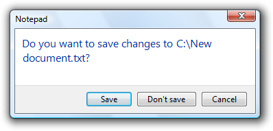 screen shot of dialog box with save/don't save