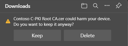Browser download warning dialog with Keep button.