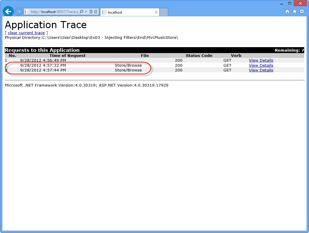 Application Trace Log