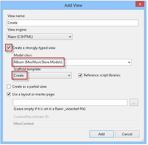 Adding a create view