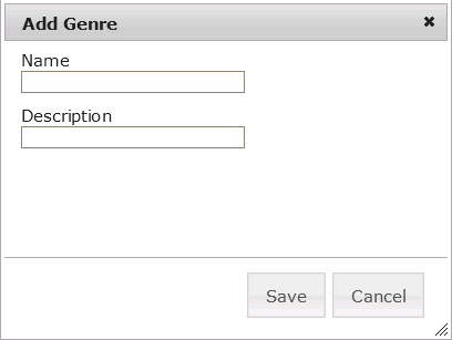 Image of add genre pop-up dialog