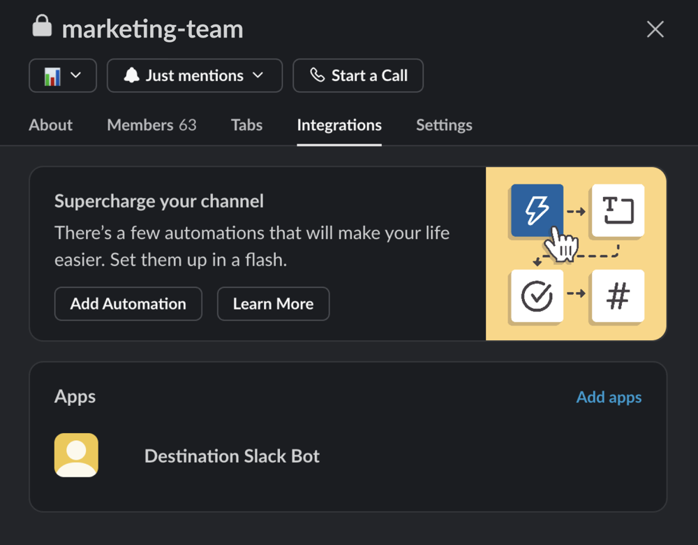 Channel details in a Slack workspace.
