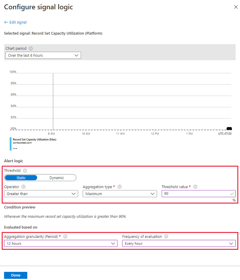 Screenshot of configure signal logic page.