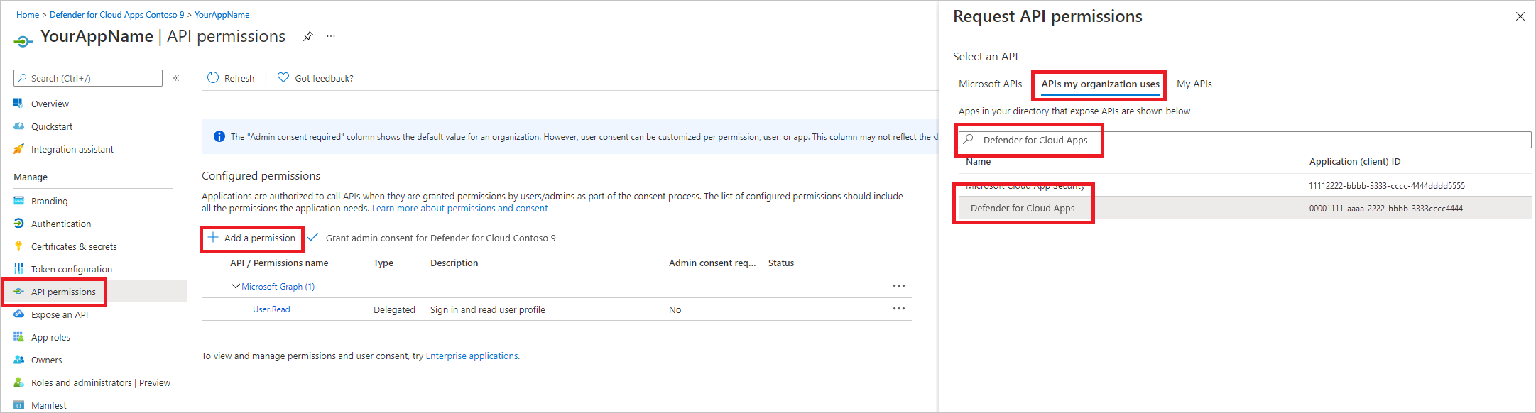 Screenshot that shows how to add permissions.