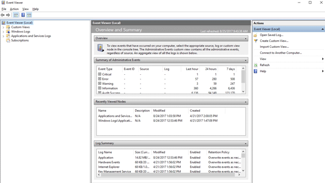 Animation showing how to select and import a saved XML file as a custom view in Event Viewer.