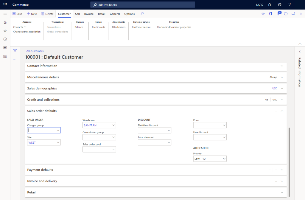 Example customer configuration.