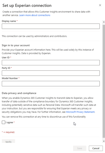 Experian panoul de configurare a conexiunii.