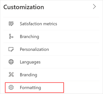 Formatarea elementului de meniu.