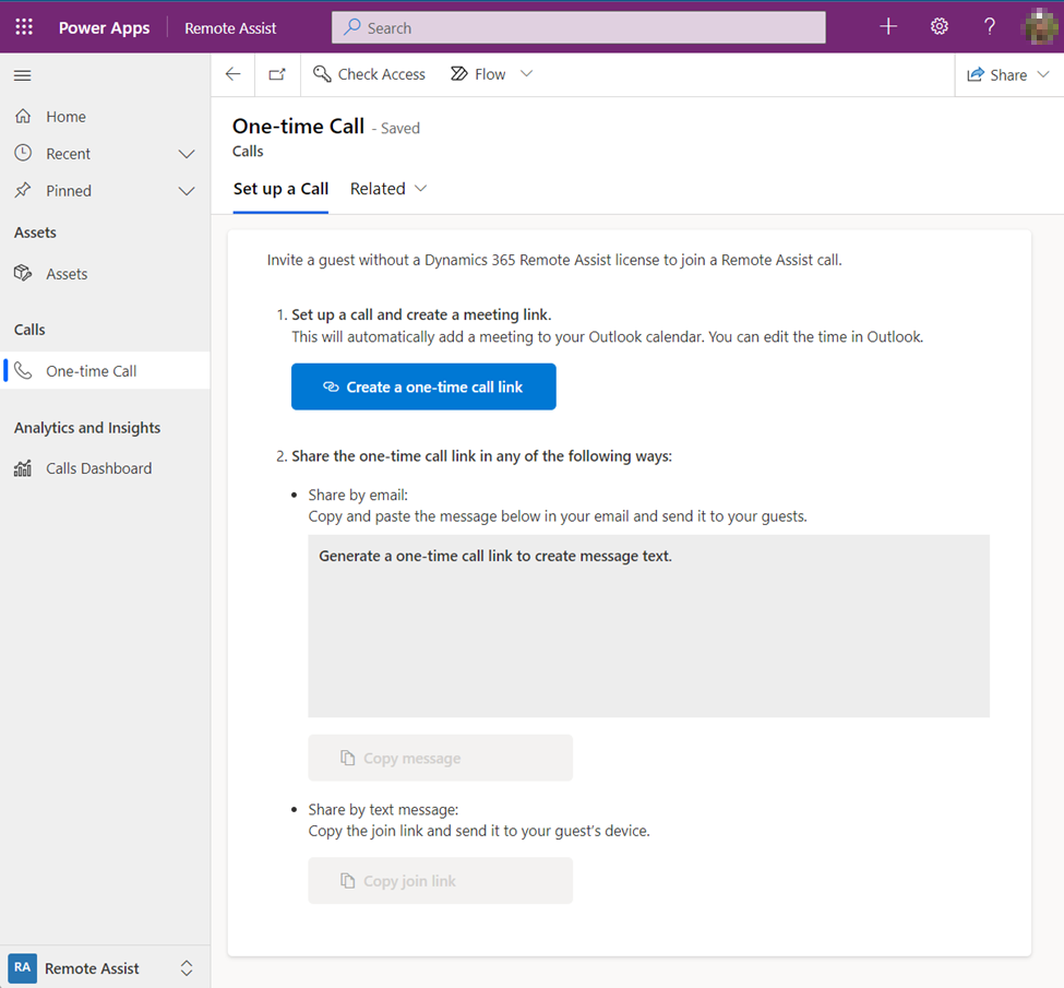 Before Before selecting Generate a link on the desktop web app.