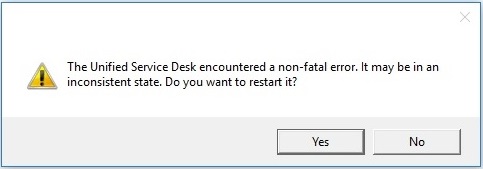 Dialog de excepție non-fatal Unified Service Desk.