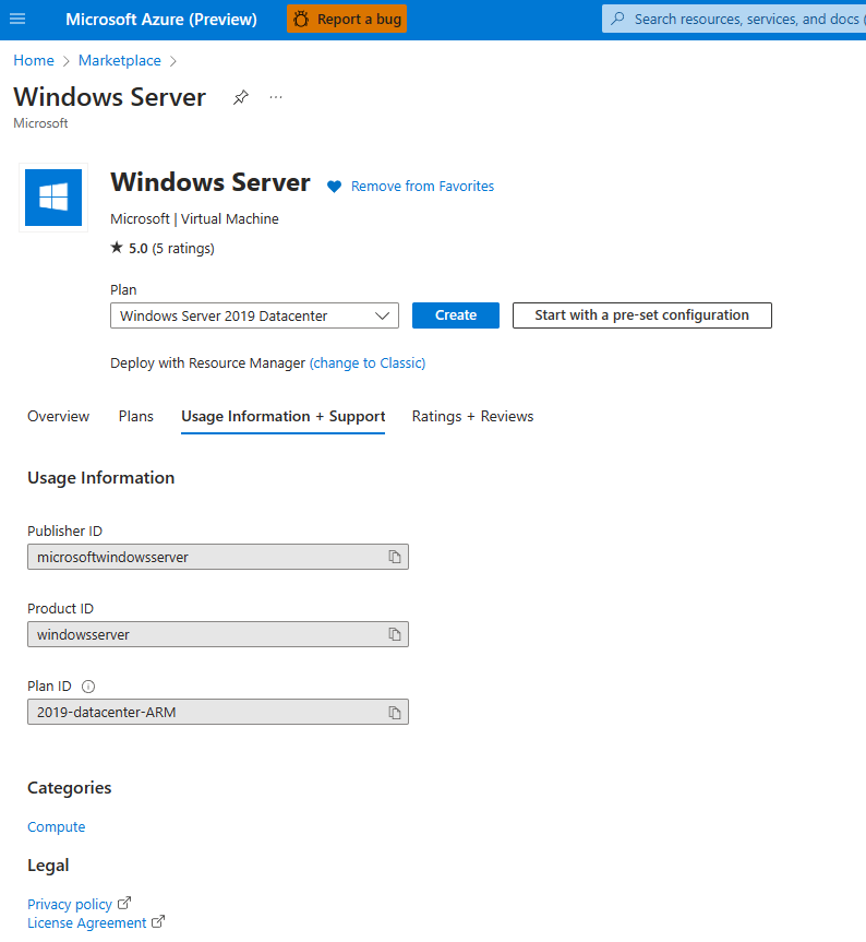Screenshot of product ID page, showing the Publisher ID, Product ID, and Plan ID appear.