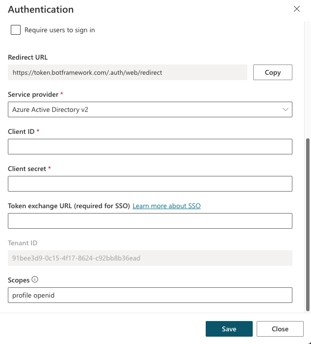 Authentication setup