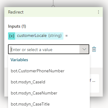 Set the response for the Set customer locale and handoff to Omnichannel for Customer Service action.