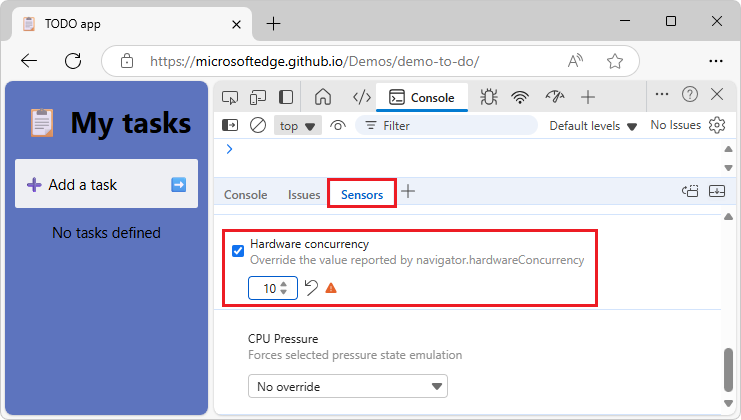 Turned on 'Hardware concurrency' with the number of cores set to 10