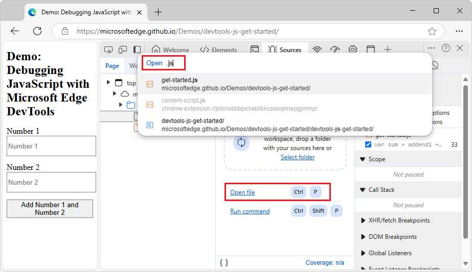 Opening a file by using the Command Menu