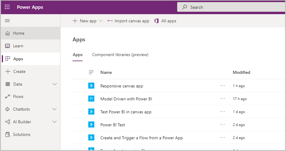 Accesați make.powerapps.com