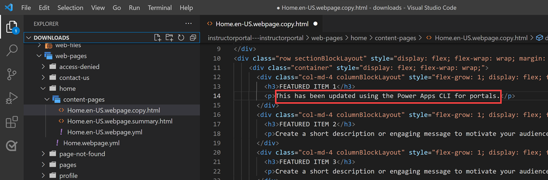 Text actualizat folosind Visual Studio Code.