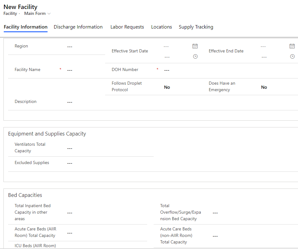 Selectați o nouă facilitate