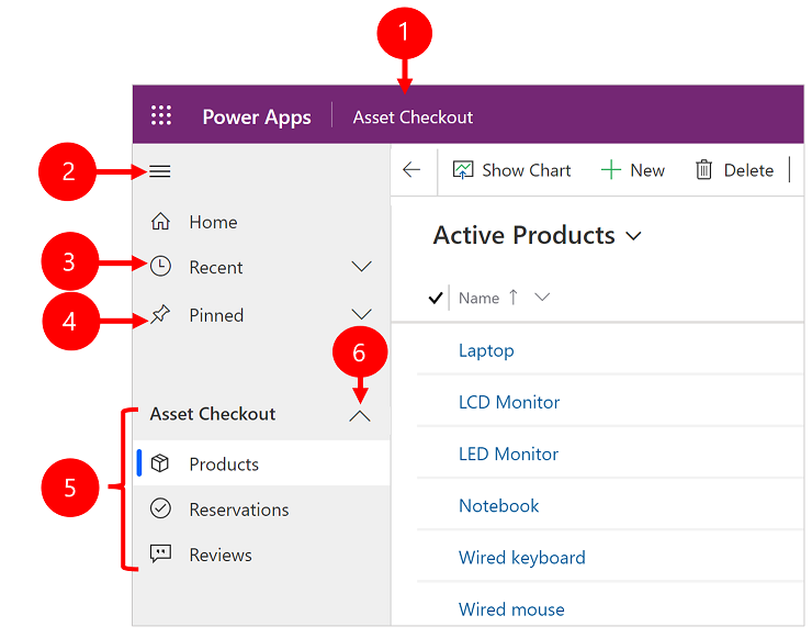 Elemente de navigare de bază într-o aplicație proiectată pe bază de model -  Power Apps | Microsoft Learn