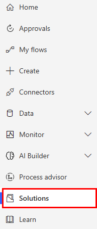 Captură de ecran a barei de navigare din stânga cu opțiunea Soluții evidențiată.