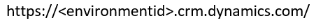 Captură de ecran a adresei URL Dataverse .