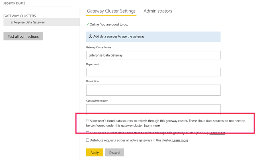 Refresh through gateway cluster