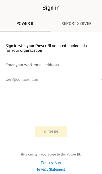 Sign in to Power BI