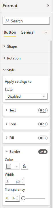 Screenshot showing formatted disabled button border.