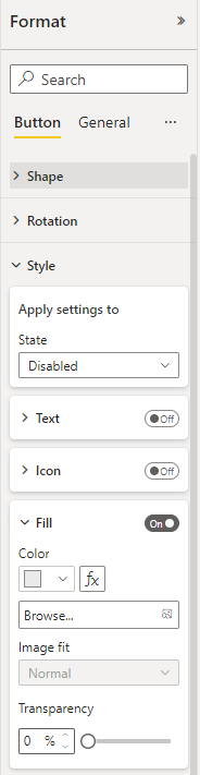 Screenshot showing a formatted disabled button fill.