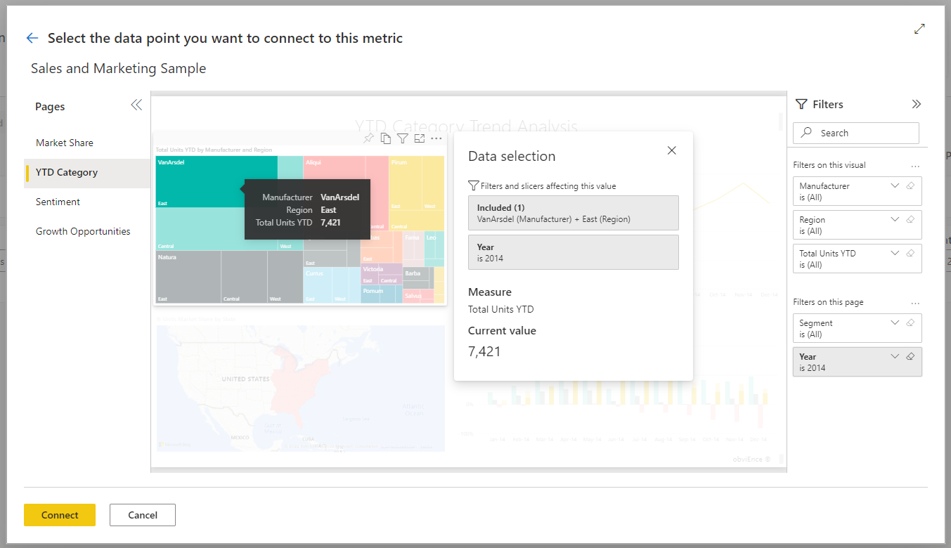 Screenshot of Select the data point you want to use as your Current or Target.