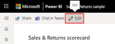 Screenshot of Select the Edit pencil to edit the scorecard.