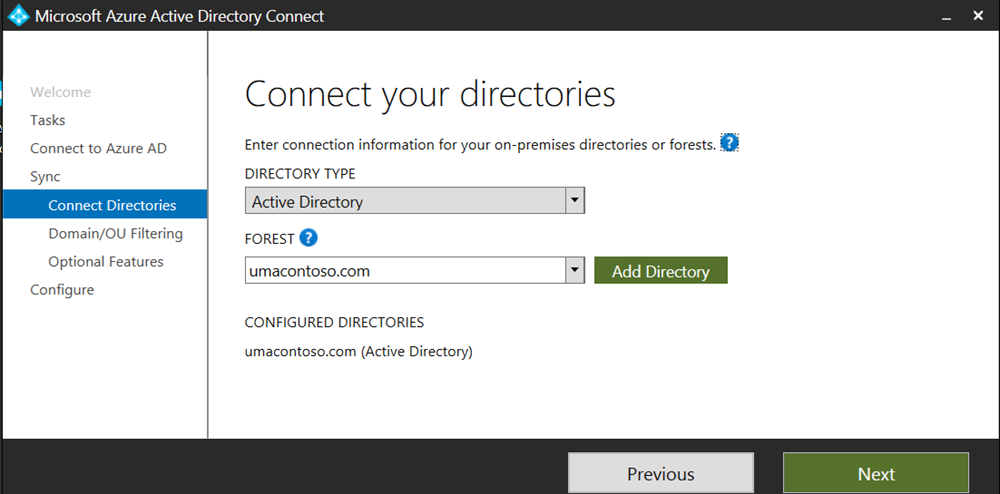 Screenshot of connecting directories.