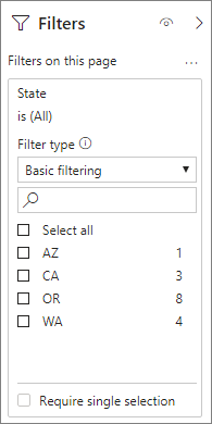 Filter dialog