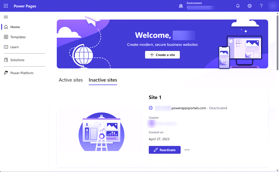 Reactivarea unui site web.