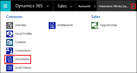Selectați Documente pentru un cont.