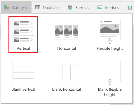 Selectați o galerie verticală care conține controale.