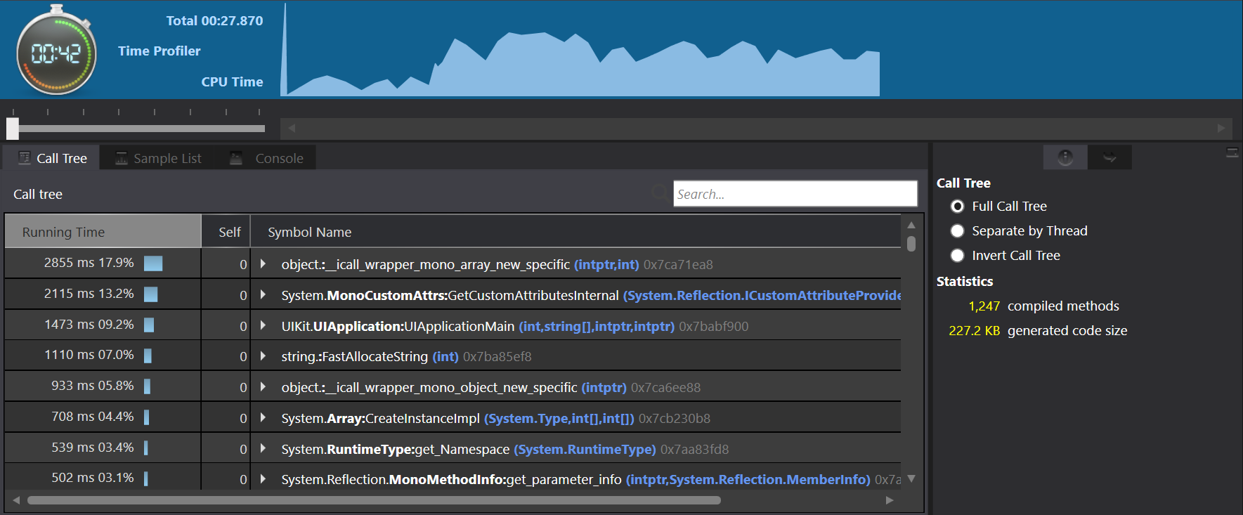 Time Profiler Instrument – Call Tree