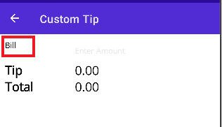 O captură de ecran a paginii CustomTipPage. Eticheta Bill nu este stilată corect.