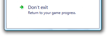 screen shot of dialog box with 'don't exit' link