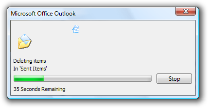 screen shot of progress of deletion