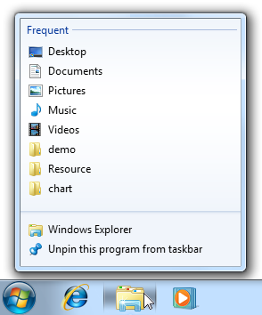 screen shot of jump list with frequent group name