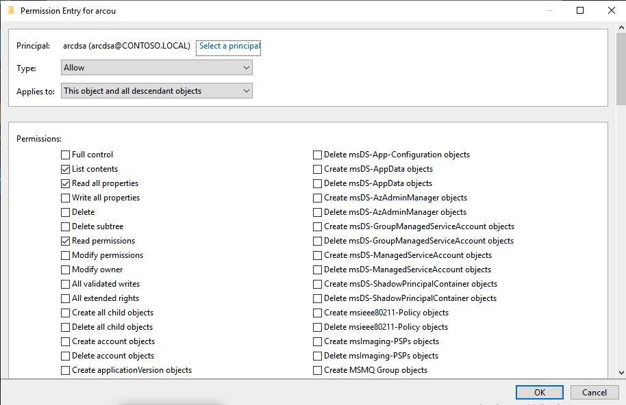 Снимок экрана: записи разрешений.