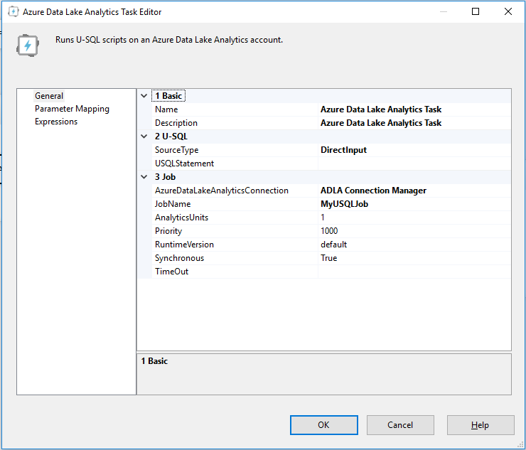 Задача Azure Data Lake Analytics в службах MSSQL Integration Services