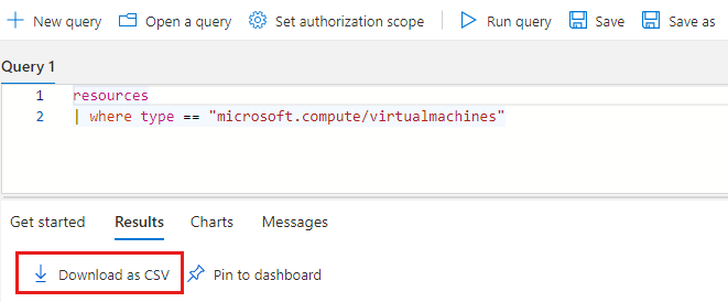 Снимок экрана: Обозреватель Azure Resource Graph с выделенной ссылкой