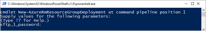 Screenshot shows PowerShell window with prompt to provide connection credentials.
