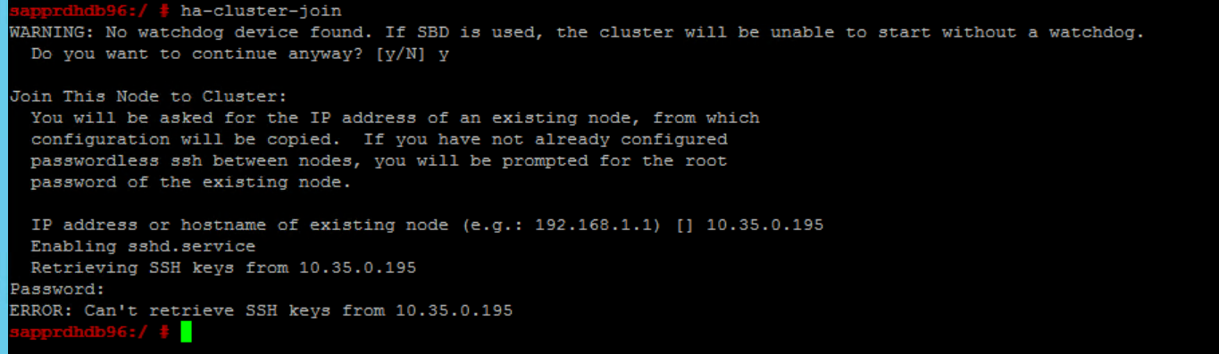 Снимок экрана: окно консоли с сообщением ошибки о том, что ключи SSH невозможно получить с определенного IP-адреса.